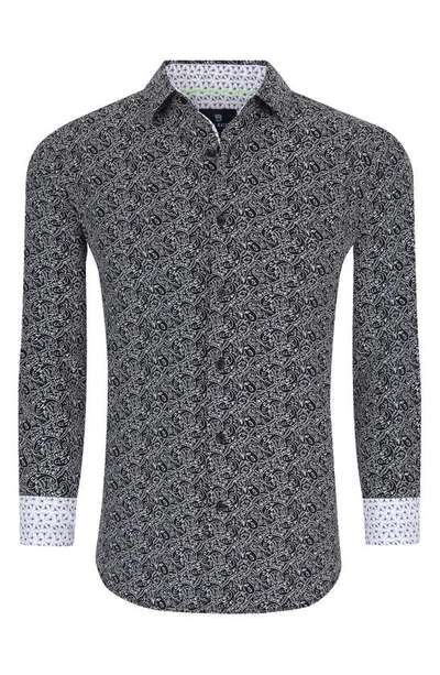 Tom Baine Regular Fit Performance Stretch Long Sleeve Button Front Shirt In Black