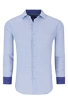 Tom Baine Regular Fit Performance Stretch Long Sleeve Button Front Shirt In Blue