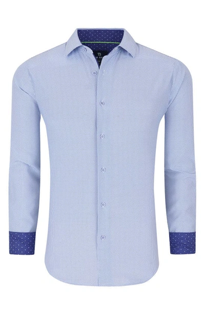 Tom Baine Regular Fit Performance Stretch Long Sleeve Button Front Shirt In Blue