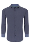 Tom Baine Regular Fit Performance Stretch Long Sleeve Button Front Shirt In Navy