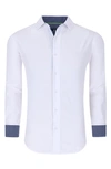 Tom Baine Regular Fit Performance Stretch Long Sleeve Button Front Shirt In White