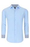 Tom Baine Regular Fit Performance Stretch Long Sleeve Button Front Shirt In Sky Blue