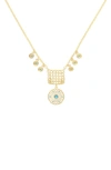 Olivia Welles Dangle Charm Drop Necklace In Gold / Blue