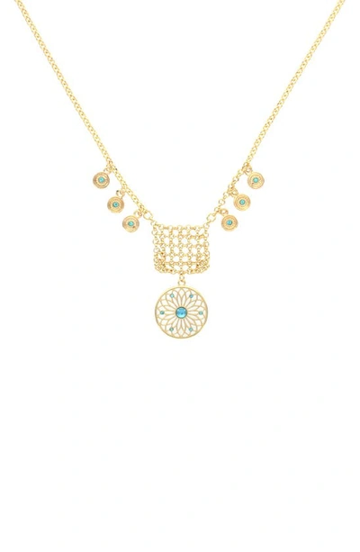 Olivia Welles Dangle Charm Drop Necklace In Gold / Blue