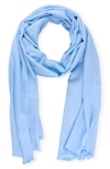 Saachi Cashmere Silk Eyelash Fringe Scarf In Aqua Blue