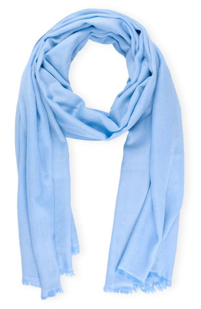 Saachi Cashmere Silk Eyelash Fringe Scarf In Aqua Blue