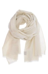 Saachi Cashmere Silk Eyelash Fringe Scarf In Ivory