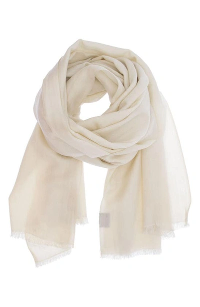 Saachi Cashmere Silk Eyelash Fringe Scarf In Ivory