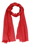 Saachi Cashmere Silk Eyelash Fringe Scarf In Red