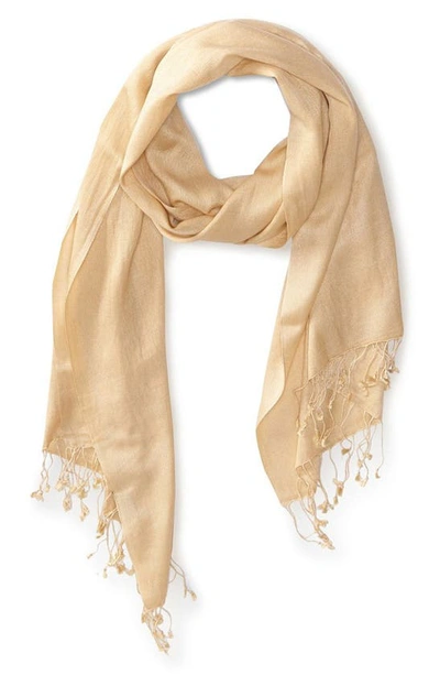 Saachi Cashmere Silk Eyelash Fringe Scarf In Gold