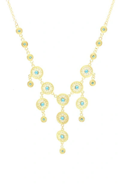 Olivia Welles Filagree Waterfall Necklace In Gold / Blue