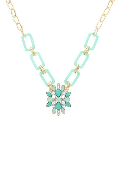Olivia Welles Geometric Link Necklace In Gold / Mint