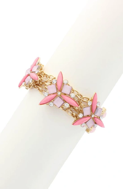 Olivia Welles Lauryn Collage Bracelet In Gold / Pink