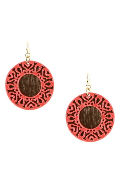 Olivia Welles Bina Drop Earrings In Gold / Coral