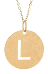 Karat Rush 14k Yellow Gold Gold Disc Initial Pendant Necklace In Gold- L