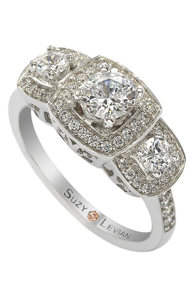 Suzy Levian Sterling Silver Cz Bridal Ring In White