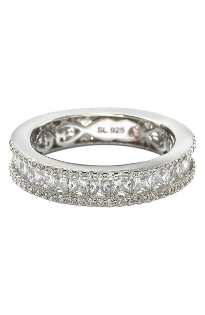 Suzy Levian Square Cut Cz Eternity Band Ring In White