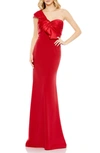 Mac Duggal Half-bow Bodice Trumpet Gown In Red