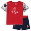 Outerstuff Newborn And Infant Boys And Girls Red, Navy Boston Red Sox Pinch Hitter T-shirt And Shorts Set In Red