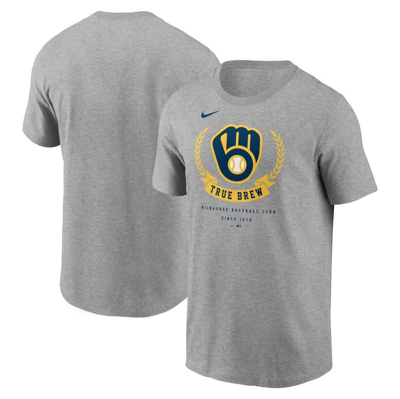 Nike Men's  Heathered Gray Milwaukee Brewers True Brew Local Team T-shirt