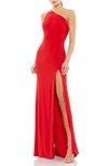 MAC DUGGAL ONE-SHOULDER JERSEY BODY-CON GOWN