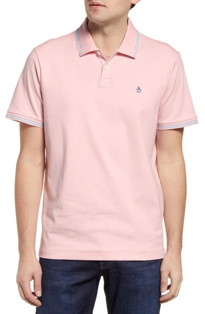 Original Penguin Tipped Organic Cotton Polo In Parfait Pink