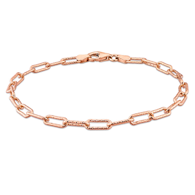 Amour Fancy Paper Clip Chain Bracelet In 18k Rose Gold Plated Sterling Silver In Rose Gold-tone