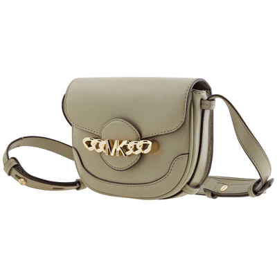 Michael Kors Hally Signature Saddle Crossbody Bag In Green