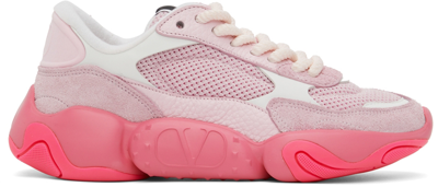 Valentino Garavani Pink & White Bubbleback Sneakers In Pink/light Pink