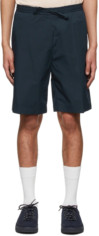 Hugo Navy Cotton Shorts In 405 Dark Blue