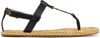Saint Laurent Logo Plaque Black Cassandra Flat Sandals In 1000 Black