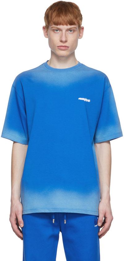 Ader Error Faded-trim Short-sleeve T-shirt In Blue
