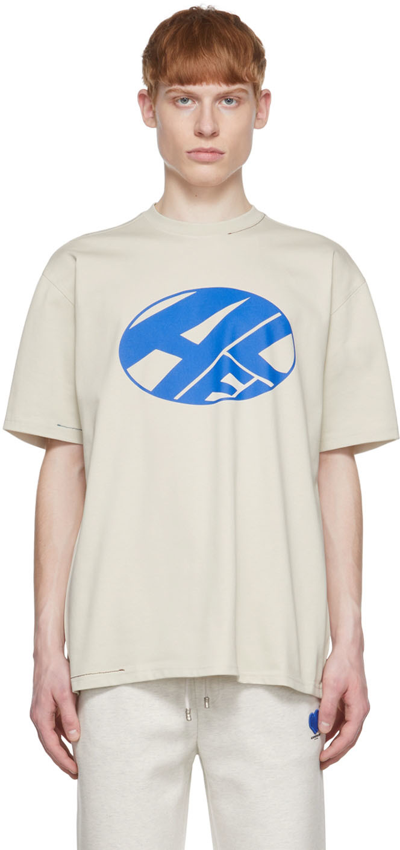 Ader Error Beige T-shirt With Printed Distort Logo