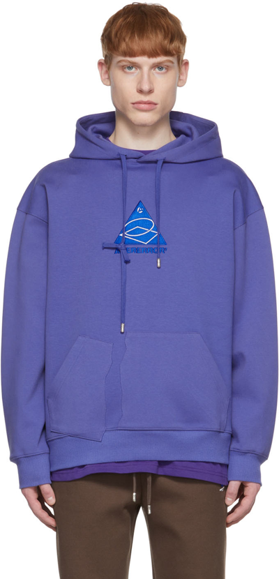 Ader Error Embroidered-logo Asymmetric-pocket Hoodie In Purple