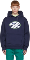 ADER ERROR NAVY DISTORT HOODIE