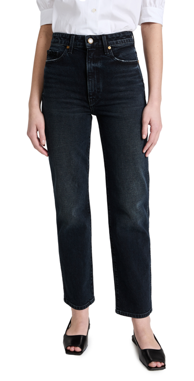 Khaite Abigail Straight Leg Cropped Jeans In Black