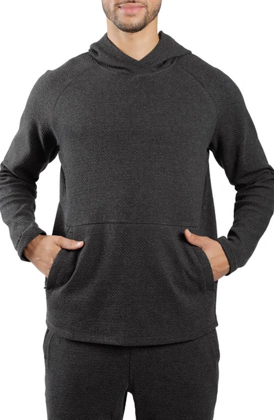 90 Degree By Reflex Textured Knit Pullover Hoodie In Htr. Charcoal