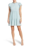 Love By Design Kelsey Chiffon Mini Swiss Dot Dress In Sage