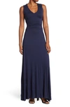 Love By Design Joanna Tie Back Convertible Maxi Dress In Navy Blazer