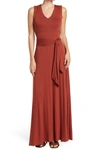 Love By Design Joanna Tie Back Convertible Maxi Dress In Brandy Brown