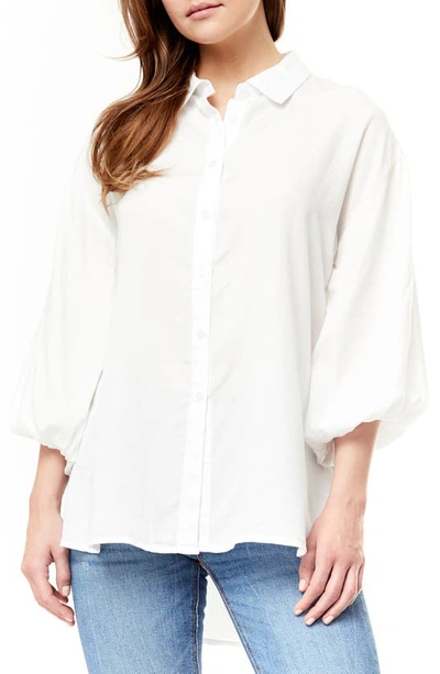 By Design Jacqueline Lyocell Puff Sleeve Top In Bright White