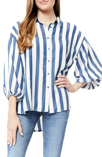 By Design Jacqueline Lyocell Puff Sleeve Top In Stripe