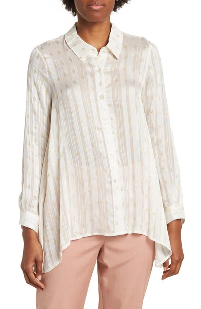 By Design Eve Chiffon Collared Button Front Blouse In Gardenia
