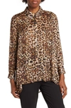 By Design Eve Chiffon Collared Button Front Blouse In Leopard