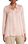 By Design Eve Chiffon Collared Button Front Blouse In Rose Tan