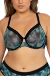 Curvy Couture Full Figure Mesh Underwire Bra In Floral Wash