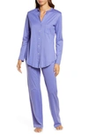 Hanro Cotton Deluxe Pajamas In Violet Blue