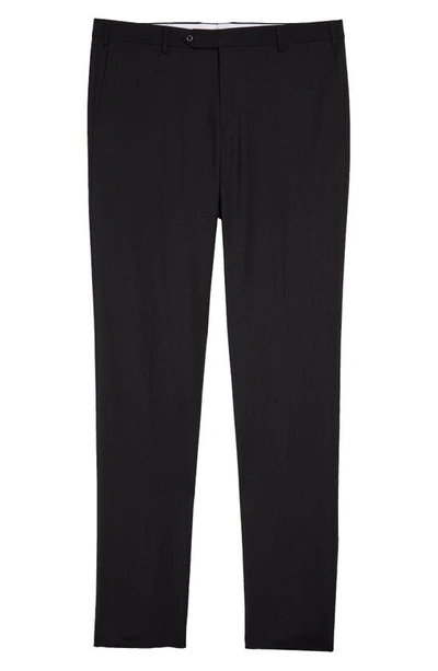 Zanella Parker Flat Front Wool Trousers In Black