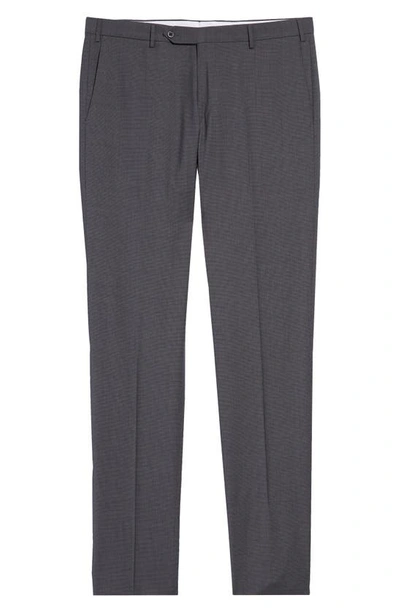 Zanella Parker Flat Front Wool Trousers In Grey