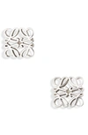 Loewe Silver Tone Anagram Cube Stud Earrings In Rhodium